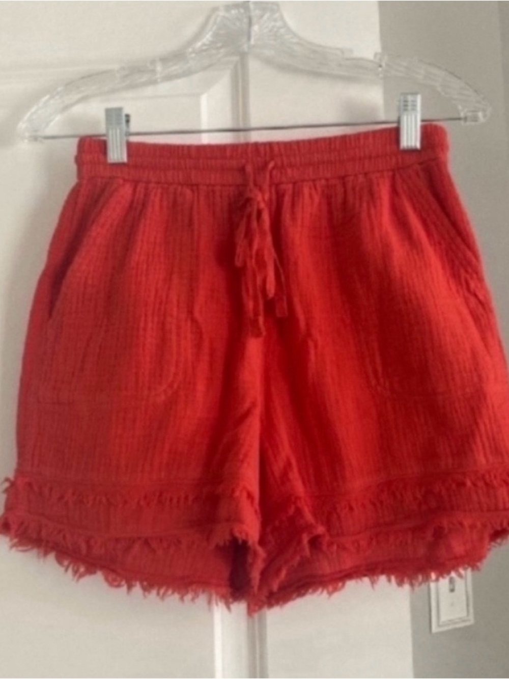 Anthropologie Orange-Red Gauze Pull-on Shorts